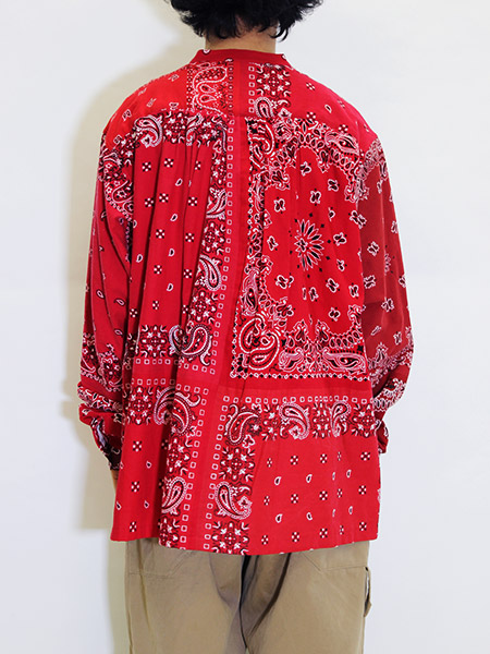 VINTAGE BANDANA PATCHWORK SHIRT PO -RED- | IN ONLINE STORE