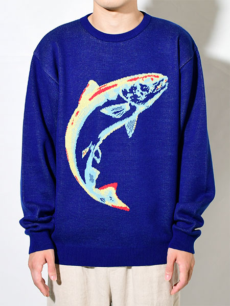 JACQUARD SWEATER LS THERMO SALMON -BLUE- | IN ONLINE STORE