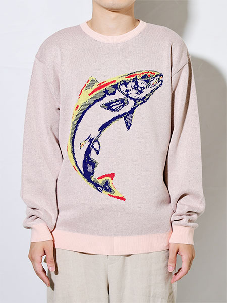 JACQUARD SWEATER LS THERMO SALMON -PINK- | IN ONLINE STORE