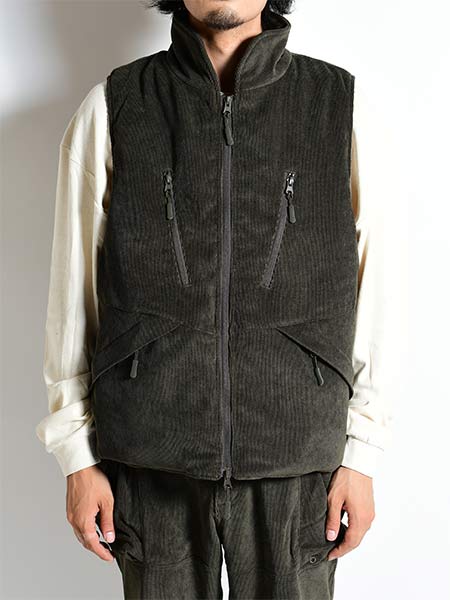 CORDUROY PADDING VEST -OLIVE- | IN ONLINE STORE