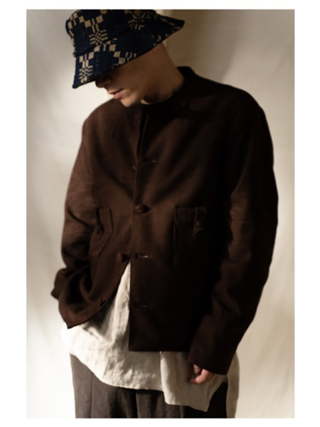 SUEDE LEATHER JACKET -BROWN-