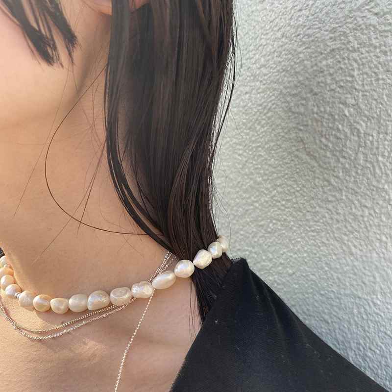 AL BAROQUE PEAL SILK NECKLACE -NATURAL WHITE-Lady's-