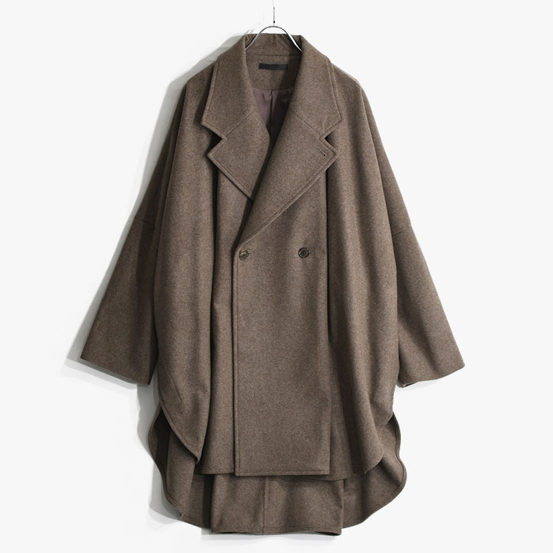 OVERSIZE PONCHO COAT -BROWN- | IN ONLINE STORE