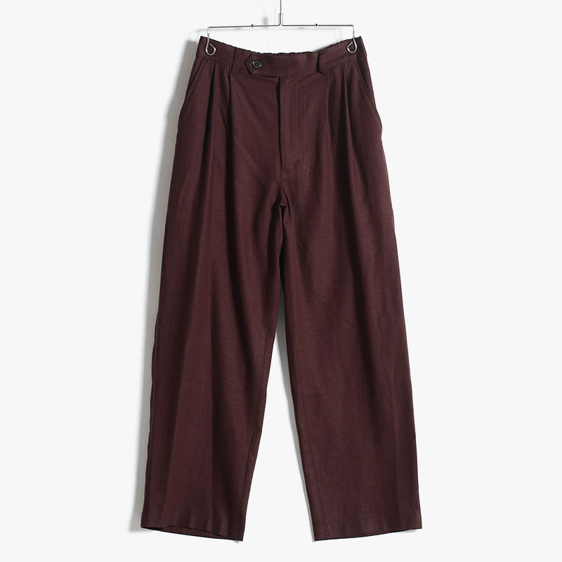 TUCK EASY TAPERED PANTS -BROWN- | IN ONLINE STORE