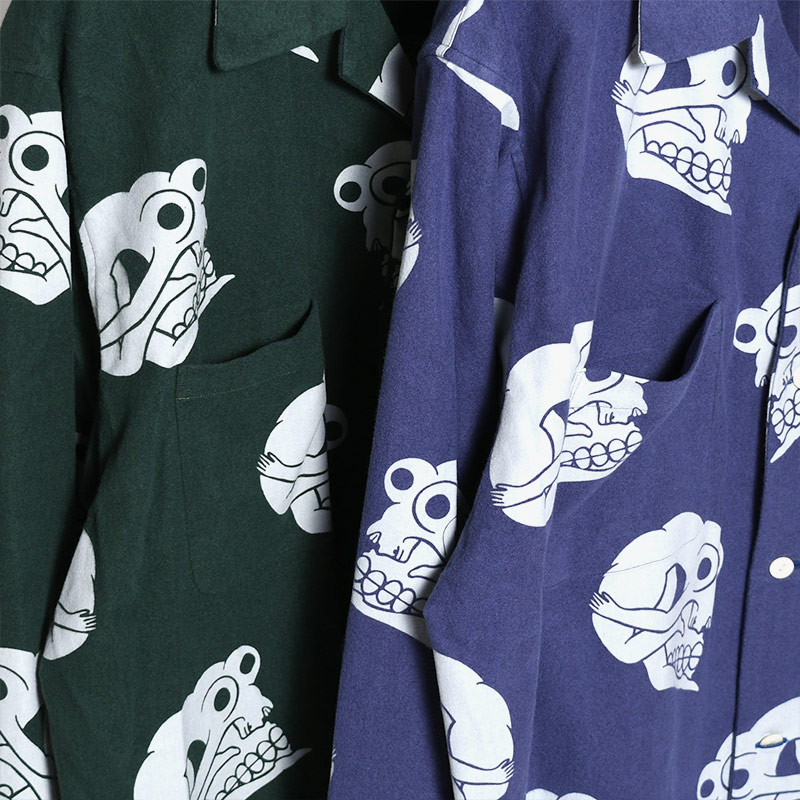 SKULL-PATTERN FLANNEL SHIRT -2.COLOR- | IN ONLINE STORE