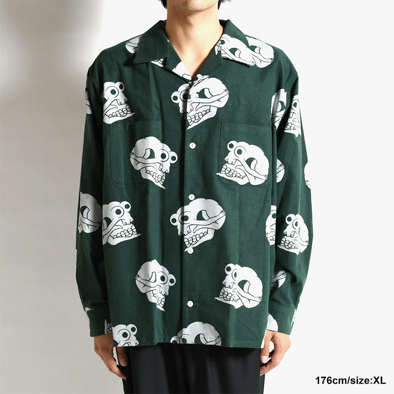 SKULL-PATTERN FLANNEL SHIRT -2.COLOR- | IN ONLINE STORE