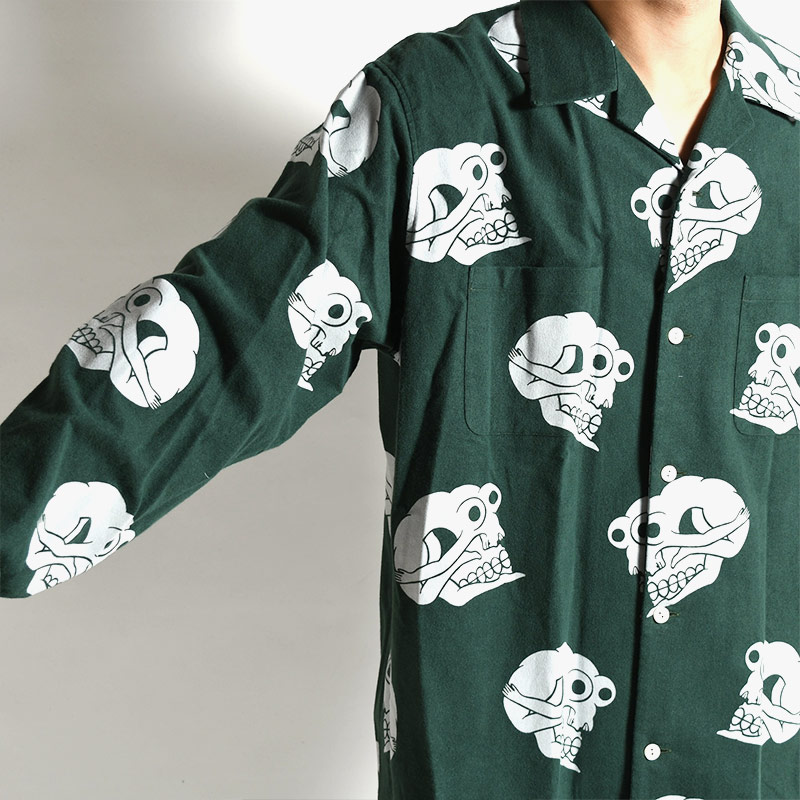 SKULL-PATTERN FLANNEL SHIRT -2.COLOR- | IN ONLINE STORE