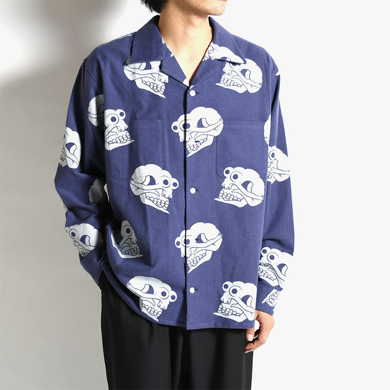 SKULL-PATTERN FLANNEL SHIRT -2.COLOR- | IN ONLINE STORE