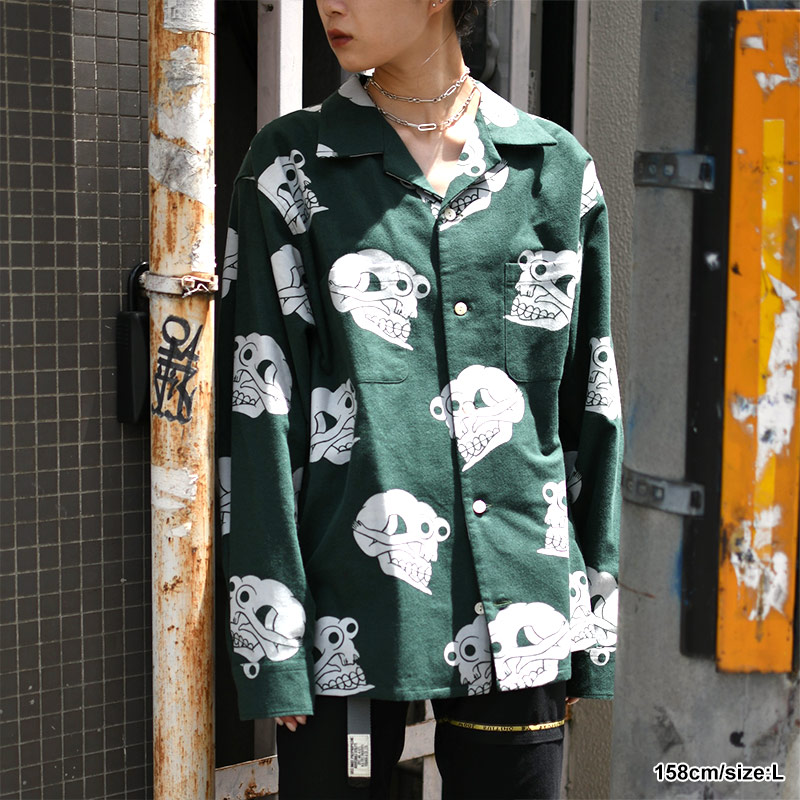 SKULL-PATTERN FLANNEL SHIRT -2.COLOR- | IN ONLINE STORE