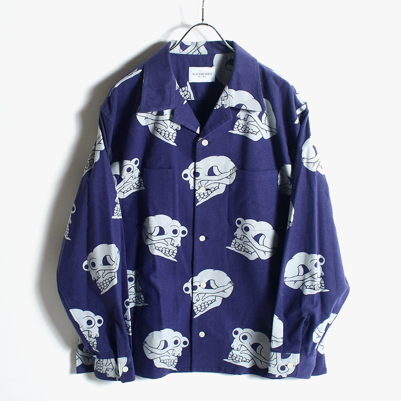 SKULL-PATTERN FLANNEL SHIRT -2.COLOR- | IN ONLINE STORE