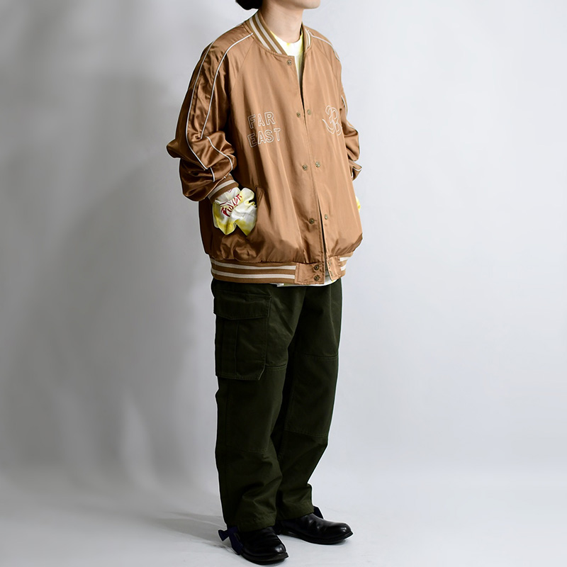 STADIUM SATIN JACKET -BROWN- | IN ONLINE STORE