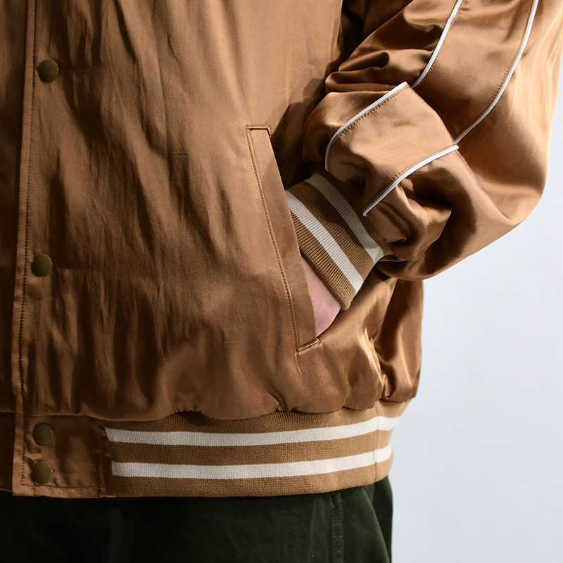 STADIUM SATIN JACKET -BROWN- | IN ONLINE STORE