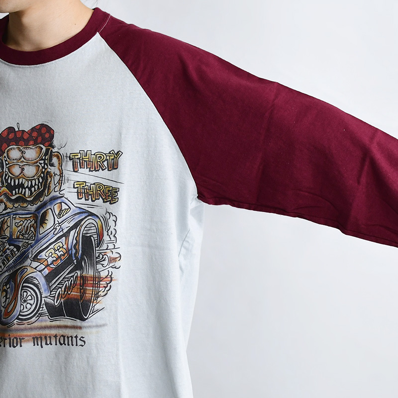 MONSTER RAGLAN TEE -BURGUNDY/GRAY- | IN ONLINE STORE