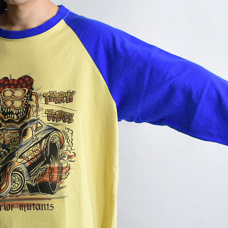 MONSTER RAGLAN TEE -BLUE/YELLOW- | IN ONLINE STORE