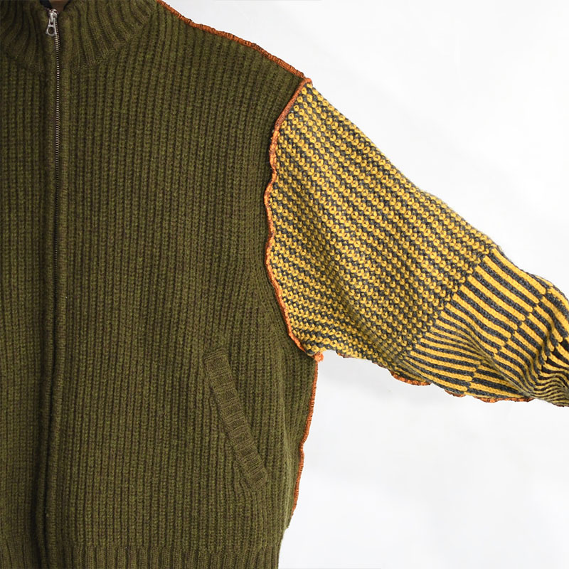 ZIP UP KNIT BLOUSON -OLIVE- | IN ONLINE STORE