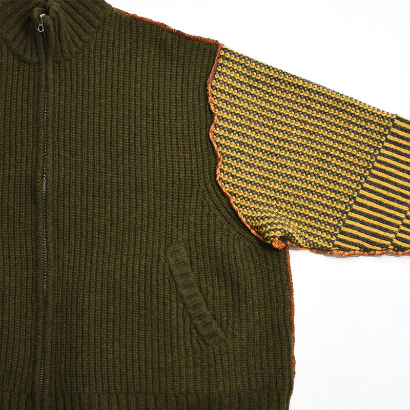 ZIP UP KNIT BLOUSON -OLIVE- | IN ONLINE STORE