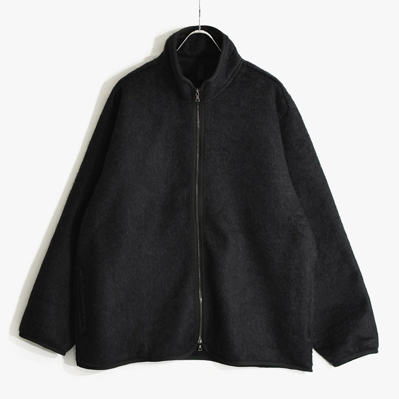 COTTON SILK FLEECE ZIP JACKET -HEATHER BLACK- | IN ONLINE STORE