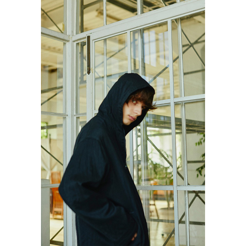 SILK WOOL TROPICAL ANORAK -HEATHER CHARCOAL- | IN ONLINE STORE