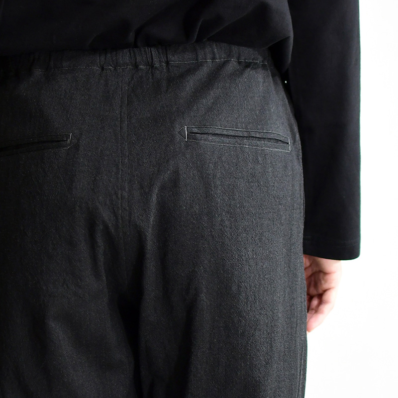 SILK WOOL TROPICAL EASY PANTS -HEATHER CHARCOAL- | IN ONLINE STORE