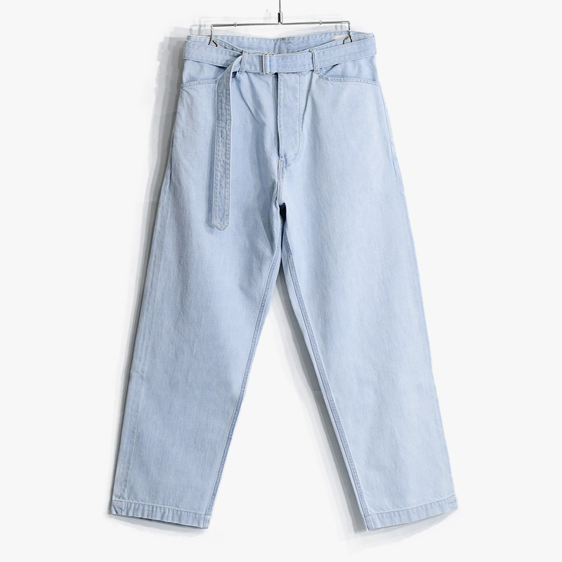 12oz SELVAGE DENIM LONG BELTED PANTS -BLEACH- | IN ONLINE STORE