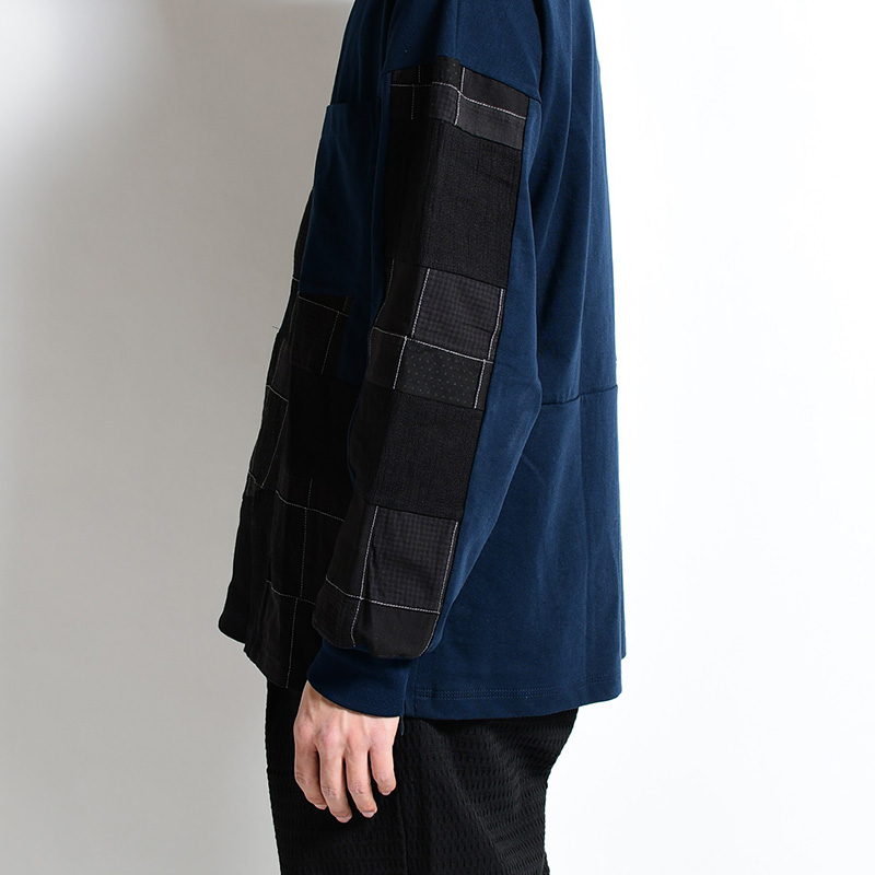 PATCHWORK LS CUT -NAVY-