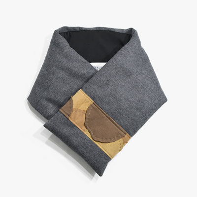 WOOL JERSEY SCARF HAND SASHIKO -WHITE- | IN ONLINE STORE