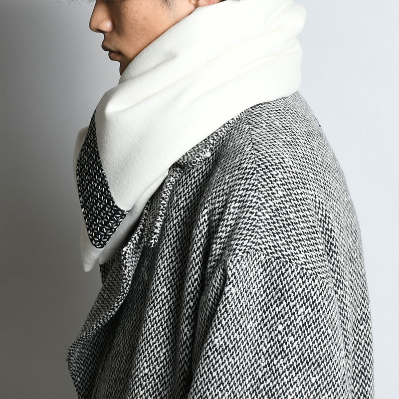 WOOL JERSEY SCARF HAND SASHIKO -WHITE- | IN ONLINE STORE