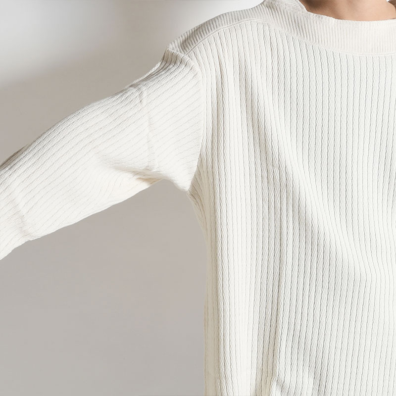 BOATNECK L/S WAFFLE -WHITE- | IN ONLINE STORE