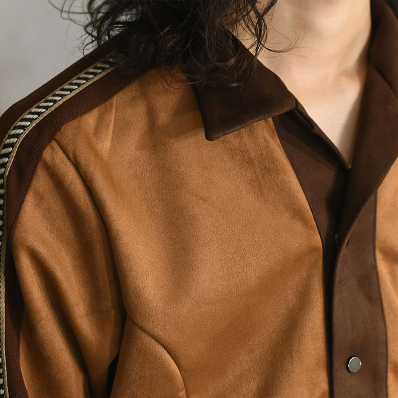 FAUX SUEDE TRACK JACKET -CAMEL- | IN ONLINE STORE