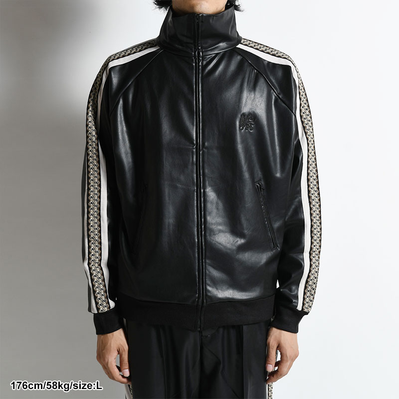 SYNTHETIC LEATHER TRACK JACKET  BLACK    IN ONLINE STORE
