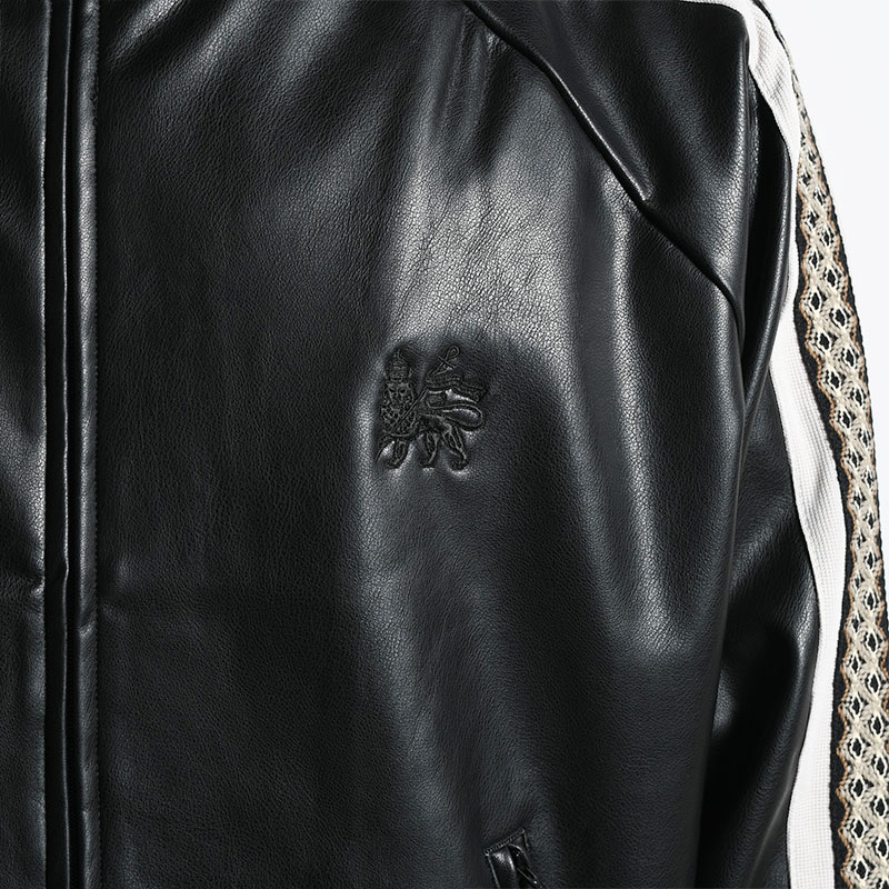 SYNTHETIC LEATHER TRACK JACKET -BLACK- | IN ONLINE STORE