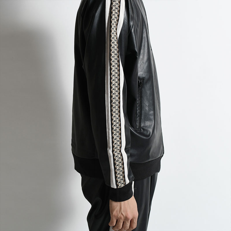 SYNTHETIC LEATHER TRACK JACKET -BLACK- | IN ONLINE STORE