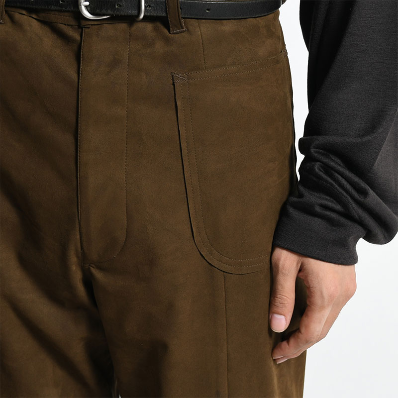 FAUX LEATHER FLARE PANTS -BROWN- | IN ONLINE STORE