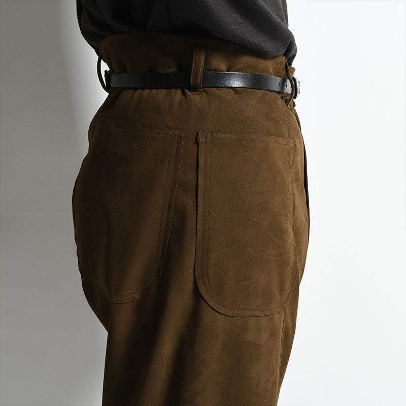 FAUX LEATHER FLARE PANTS -BROWN- | IN ONLINE STORE