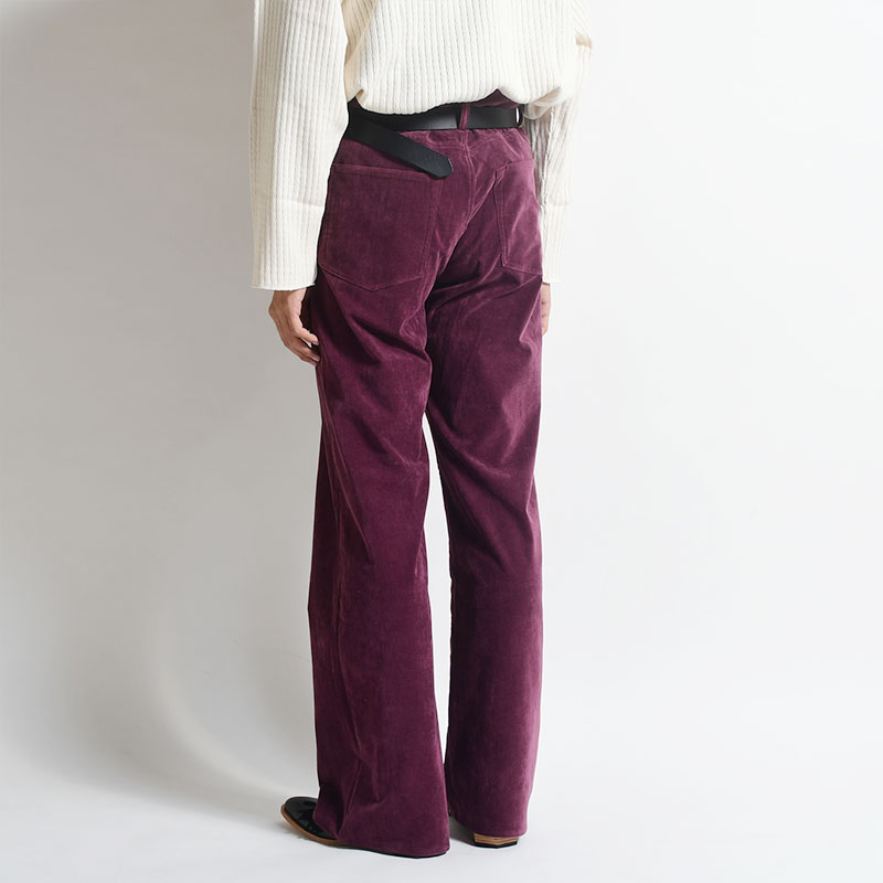 VELVET FLARE 5 POCKET PANTS -BORDEAUX- | IN ONLINE STORE