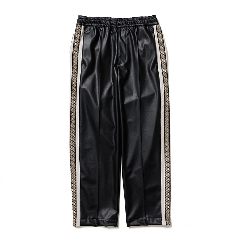 SYNTHETIC LEATHER TRACK PANTS -BLACK- | IN ONLINE STORE