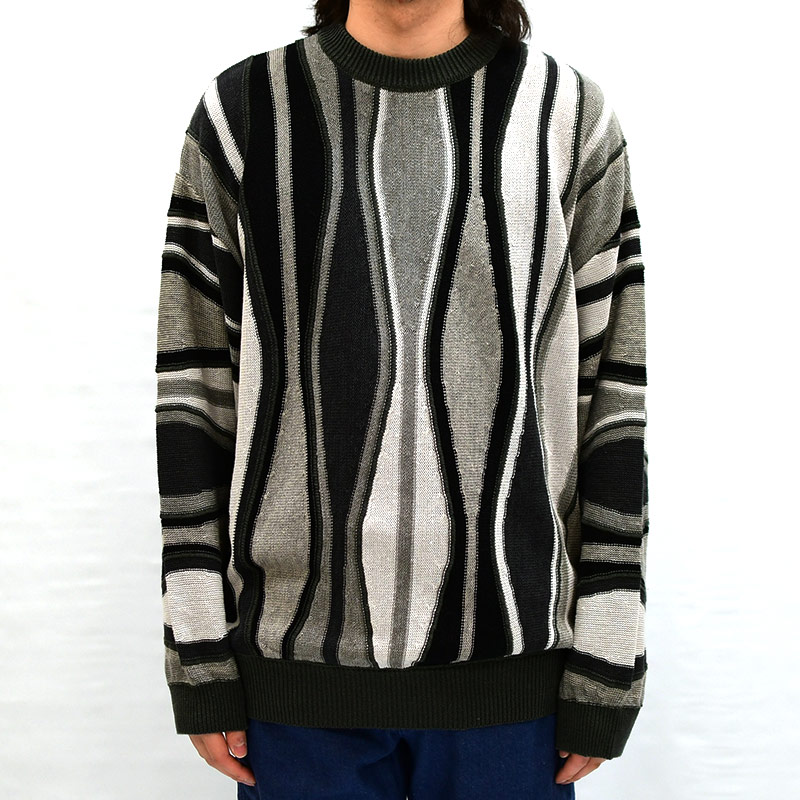 7G FEATHER STRIPE KNIT PULLOVER -GRY-