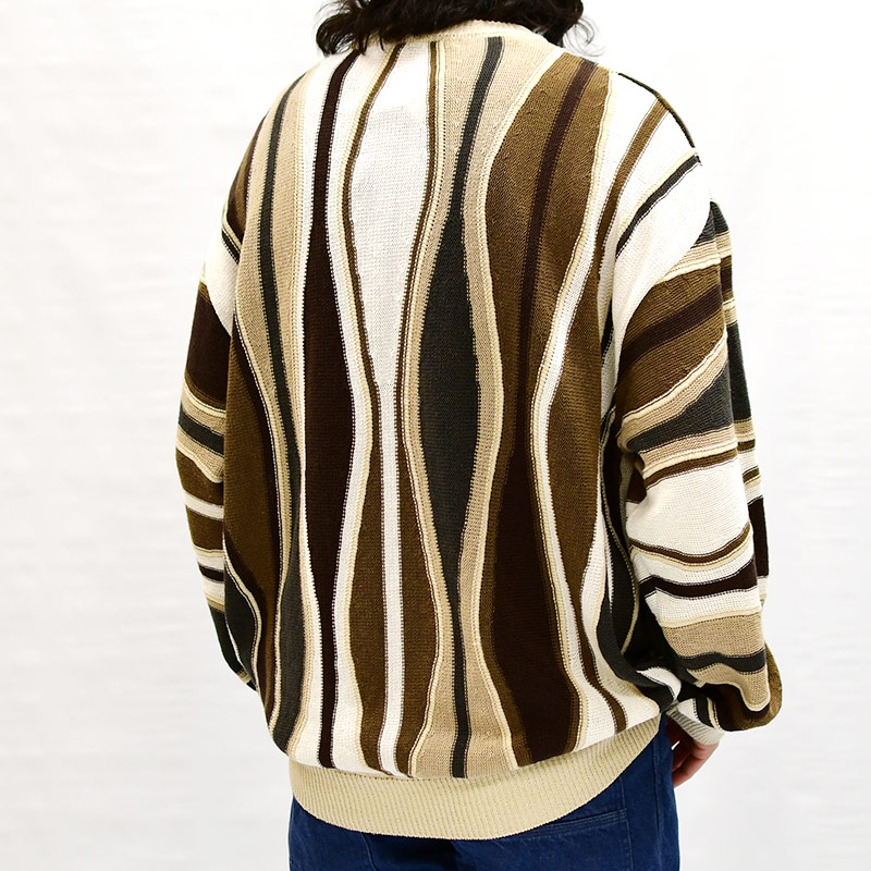 7G FEATHER STRIPE KNIT PULLOVER -BRN- | IN ONLINE STORE