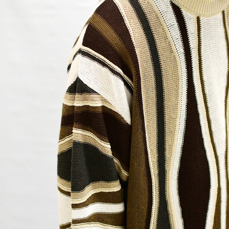 7G FEATHER STRIPE KNIT PULLOVER -BRN- | IN ONLINE STORE