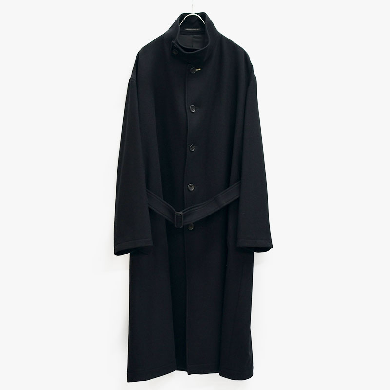 TWILL FLANNEL J-STAND UP COLLAR COAT -BLACK- | IN ONLINE STORE