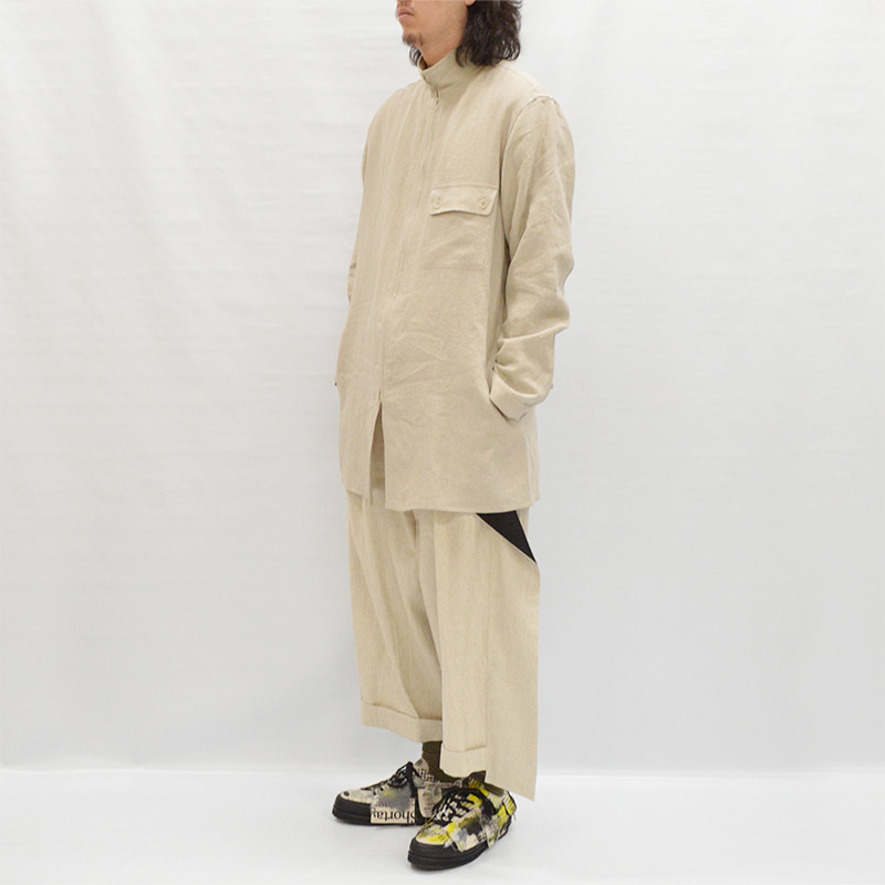 HIGH COUNT LINEN ZIP OPEN BLOUSE -WHT- | IN ONLINE STORE