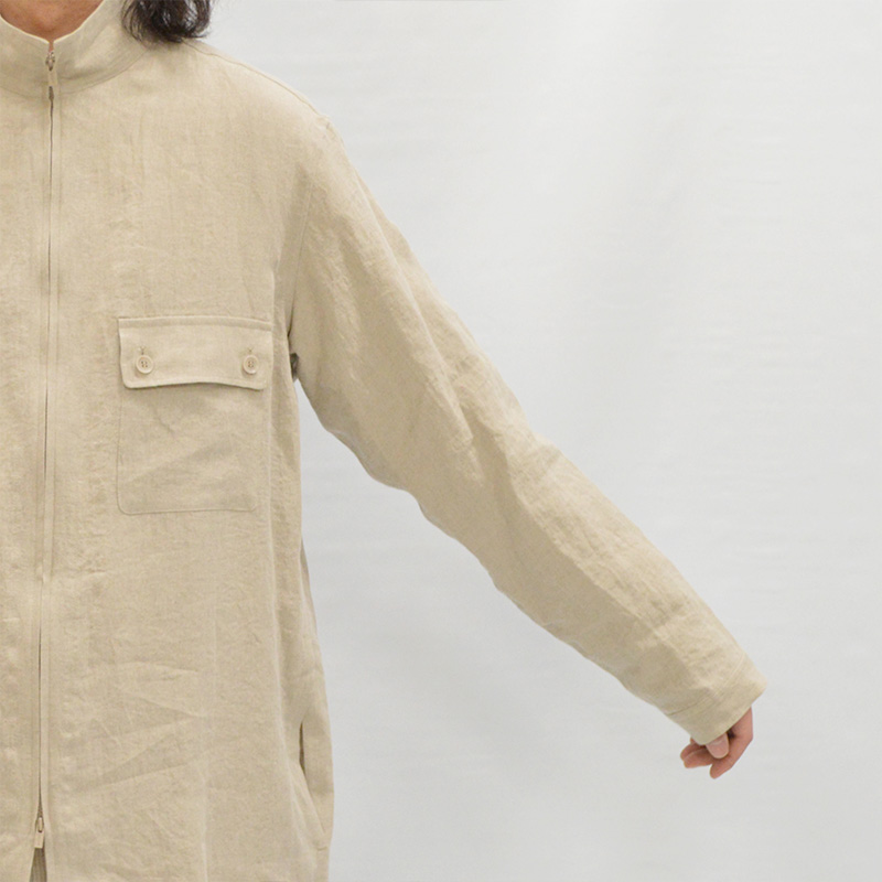 HIGH COUNT LINEN ZIP OPEN BLOUSE -WHT- | IN ONLINE STORE