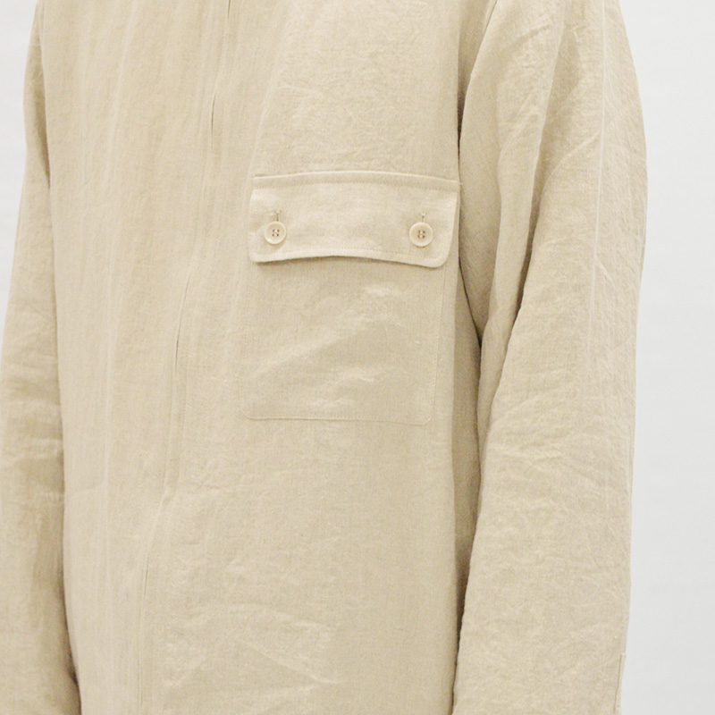 HIGH COUNT LINEN ZIP OPEN BLOUSE -WHT- | IN ONLINE STORE