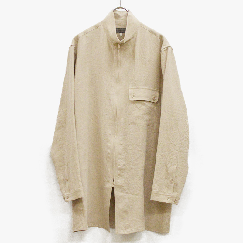 HIGH COUNT LINEN ZIP OPEN BLOUSE -WHT- | IN ONLINE STORE