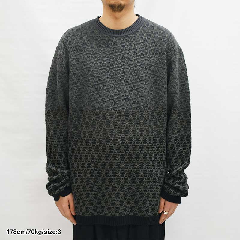 JQ PTN SOAK DYED PROCESS ROUND NECK LONG SLEEVE -CHARCOAL-