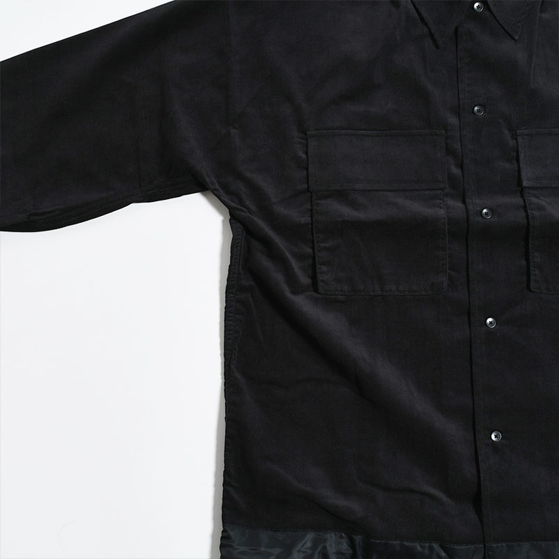 CORDUROY×NYLON Kimono Sleeve Shirket -BLACK- | IN ONLINE STORE