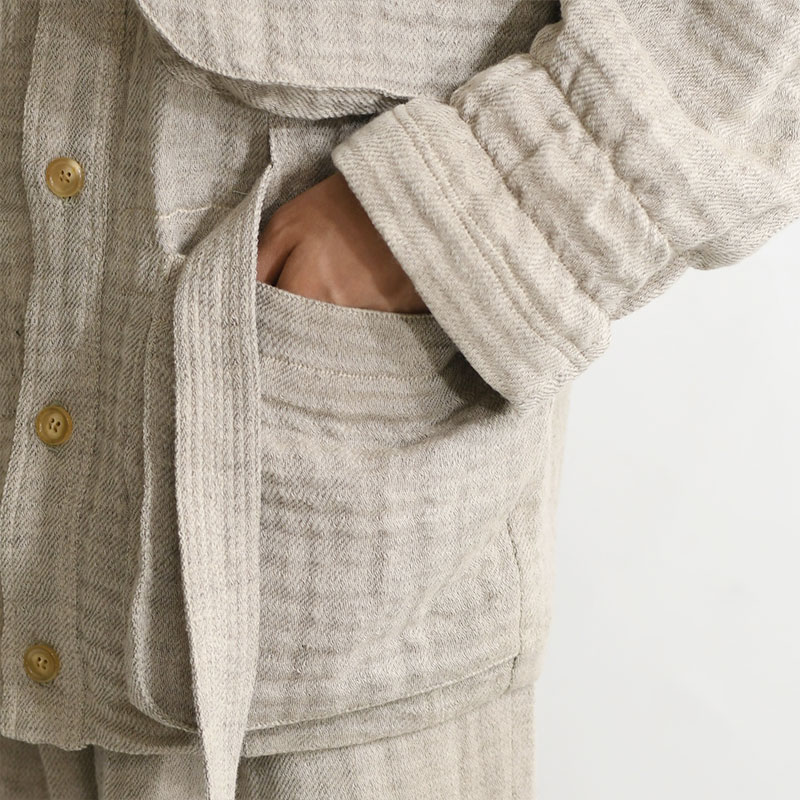 WOOL LINEN BUSH JACKET -ASH BEIGE- | IN ONLINE STORE