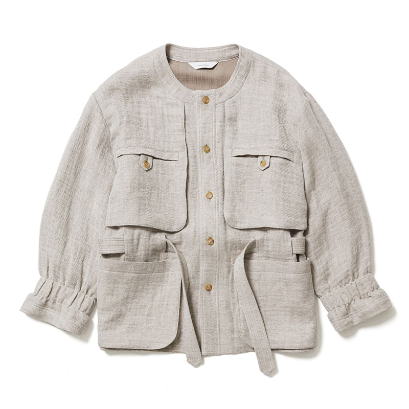 WOOL LINEN BUSH JACKET -ASH BEIGE- | IN ONLINE STORE