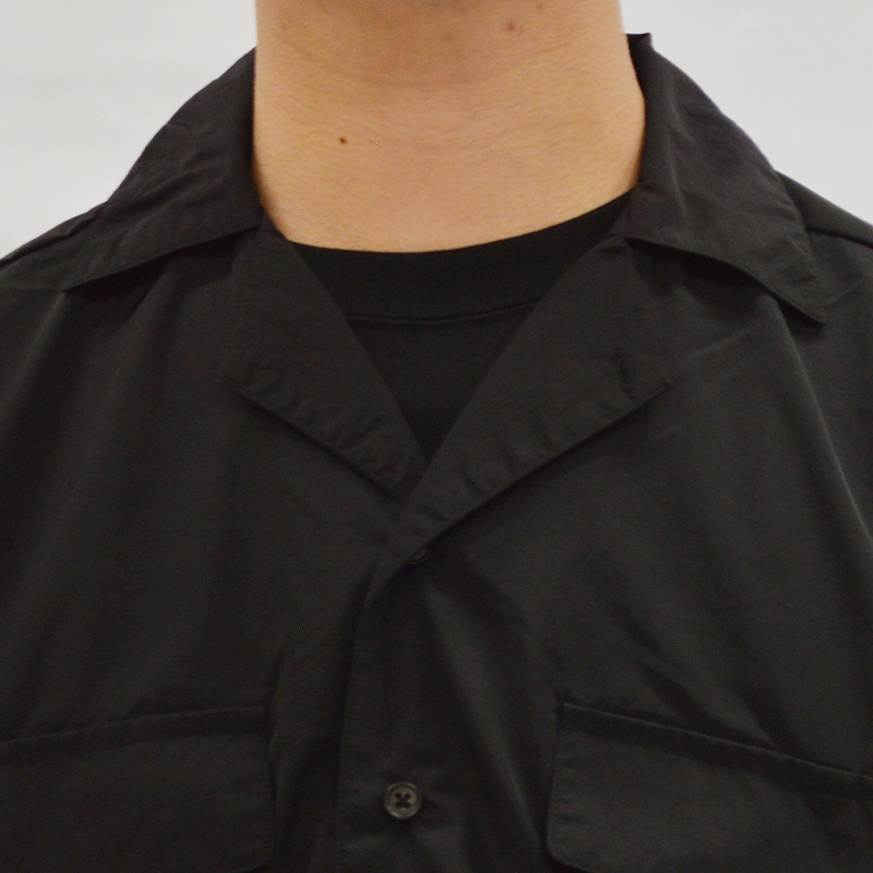 OPEN COLLARED PULLOVER SHIRT LS -BLACK- | IN ONLINE STORE