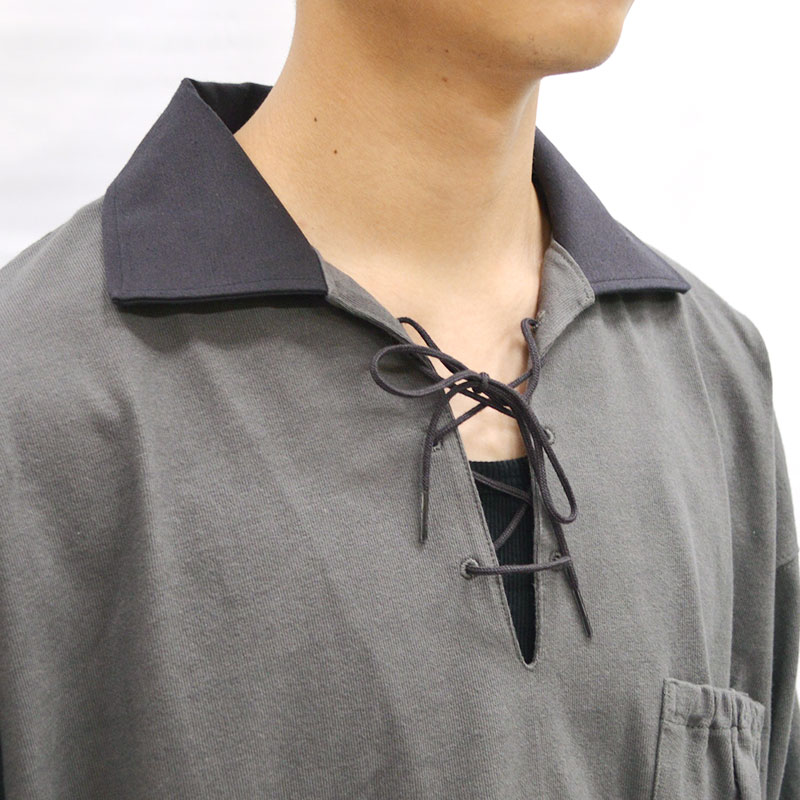 refomed LACE UP RUGBY SHIRTS リフォメッド グレイ系 トップス 最安 